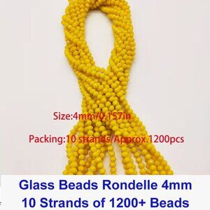 Solid 4mm Glass Beads - Glass Rondelle Beads  10 Strands  of 1200+